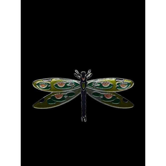 Dragonfly Montage Brooch Pin Silver Plated Enamel Zarlite by Zarah - Picture 3 of 4